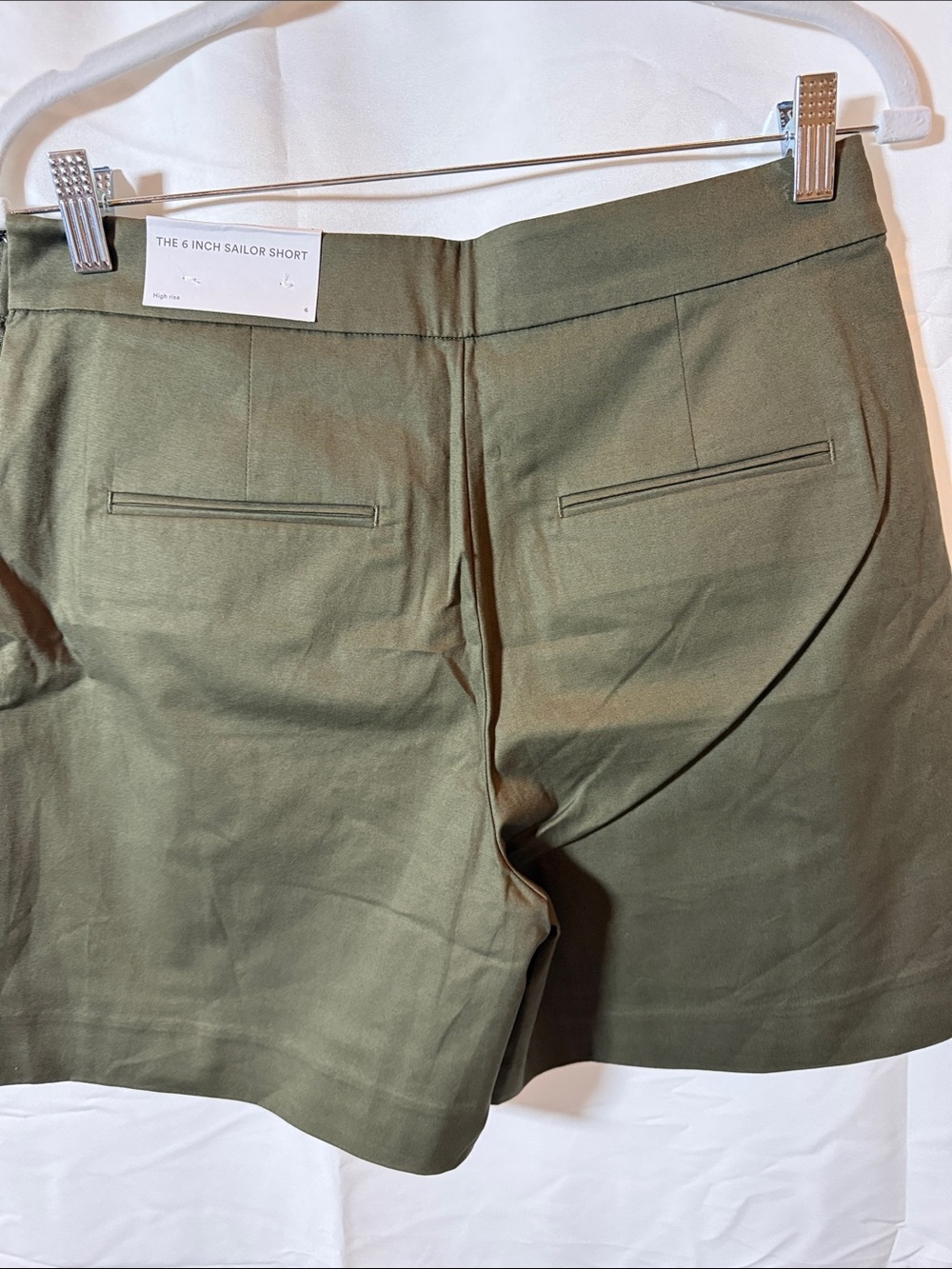 High-Rise Olive Green Button-Front Women’s Shorts - Picture 6 of 6